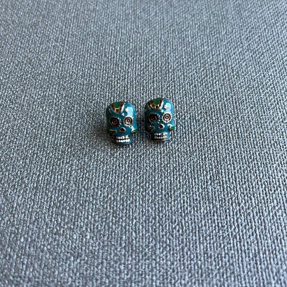 Francesca’s blue skull earrings